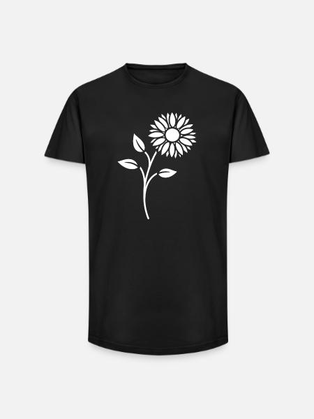 Flowers Silhouette Abstract Blossom Art - Long Fit Men's T-Shirt - black