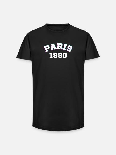 Paris 1980 Design - Long Fit Männer T-Shirt - Schwarz