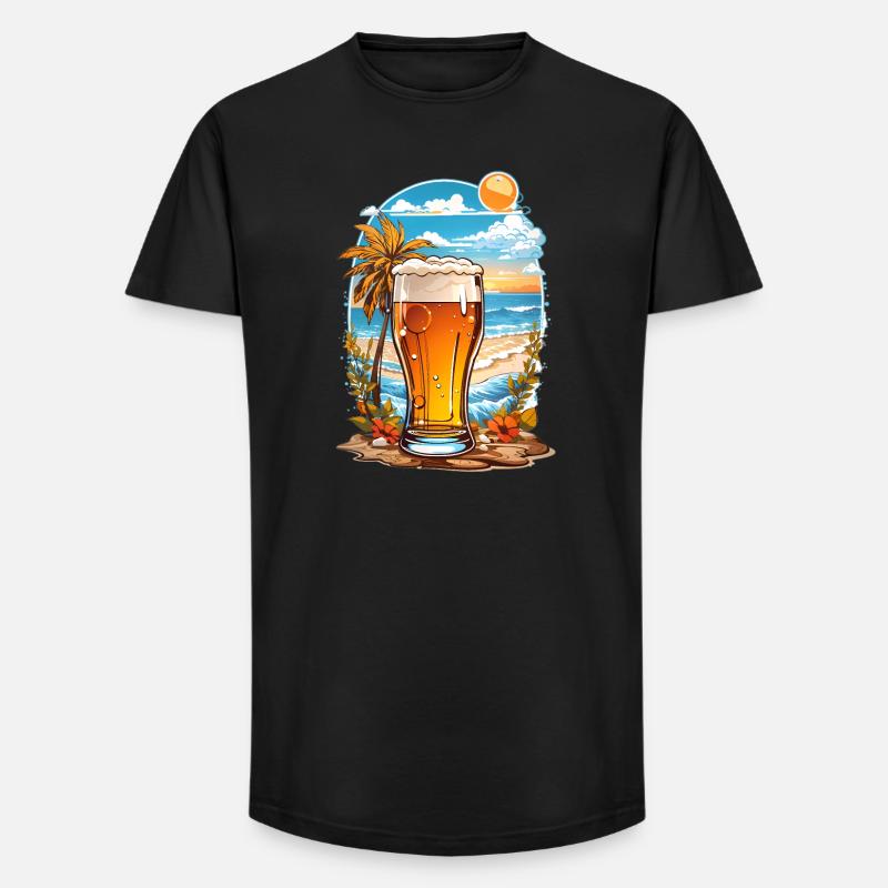 Strand Bier - Long Fit Männer T-Shirt - Schwarz