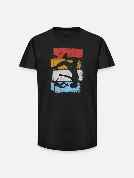 Stripes Sunset Diver Silhouette - Long Fit Men's T-Shirt - black