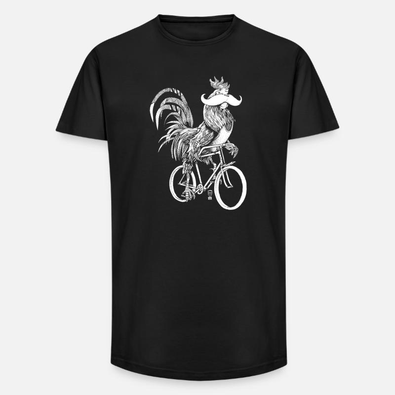 Rooster & Bicycles - weiße Version - Long Fit Männer T-Shirt - Schwarz