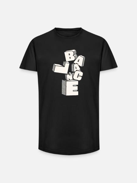 Équilibre en lettres 3D - T-shirt coupe longue homme - noir
