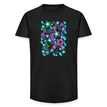 chats rétro enfants filles années 60 - T-shirt coupe longue homme - noir - Devant - AI Model Male 185 light (185cm)