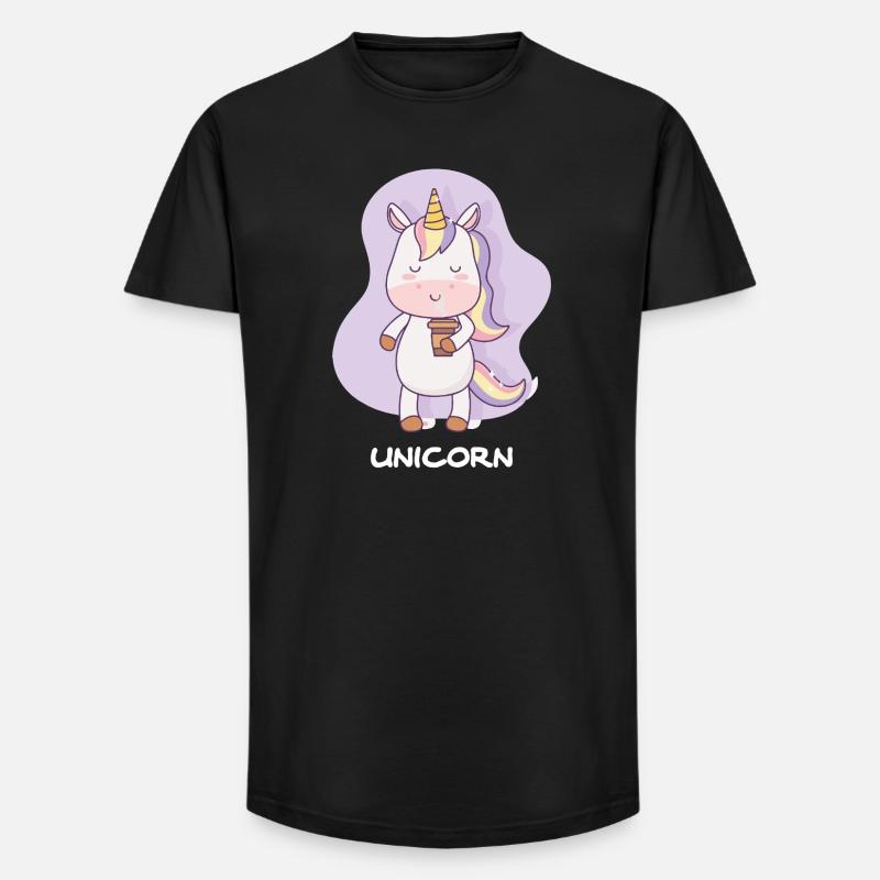 Kaffee trinkendes Einhorn - Long Fit Männer T-Shirt - Schwarz