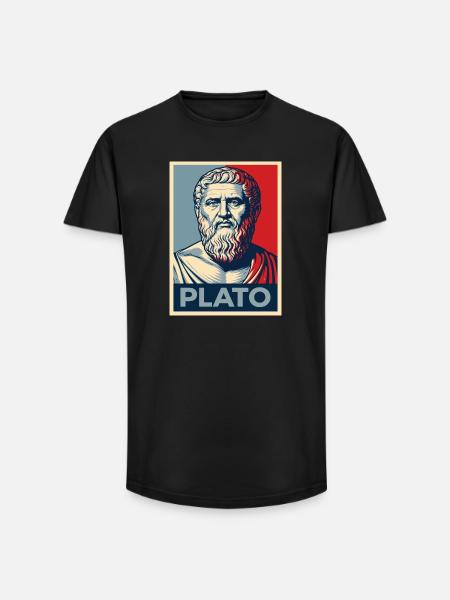 Platon-Porträt im Retro-Design - Long Fit Männer T-Shirt - Schwarz
