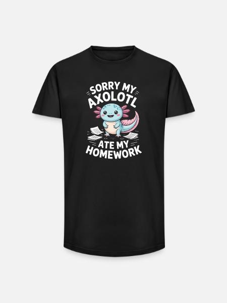 Axolotl Ate My Homework - Long Fit Men's T-Shirt - black