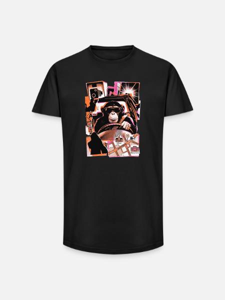 Affe Autofahrer Blitzer - Long Fit Männer T-Shirt - Schwarz
