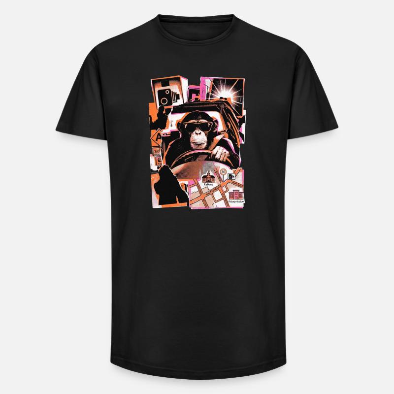 Affe Autofahrer Blitzer - Long Fit Männer T-Shirt - Schwarz