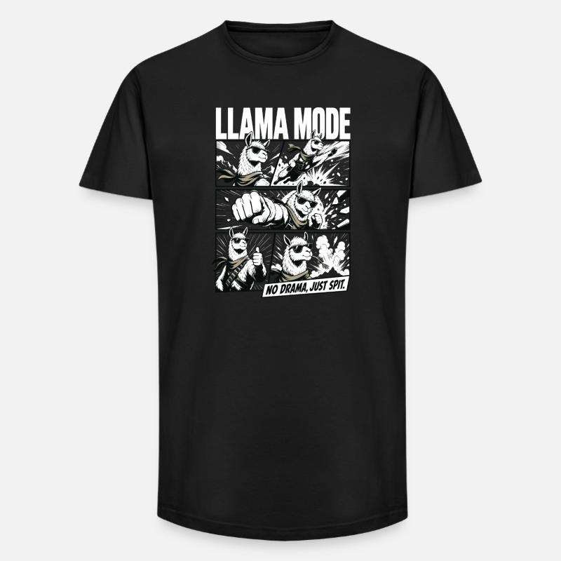 No Drama Llama Comic Vibes - Long Fit Männer T-Shirt - Schwarz