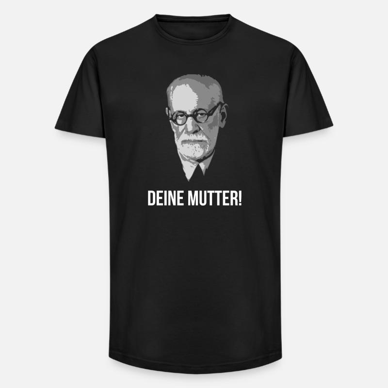 Sigmund Freud Deine Mutter Spruch - Long Fit Männer T-Shirt - Schwarz