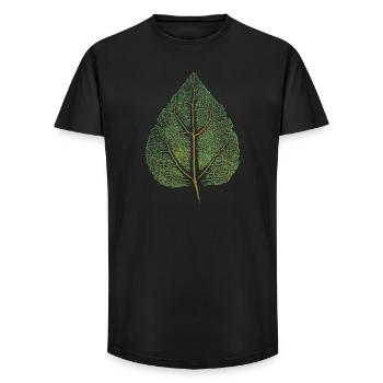Lindenblatt - Impression d’art / FEUILLE - Forêt Nature - T-shirt coupe longue homme - noir - Devant - AI Model Male 185 light (185cm)