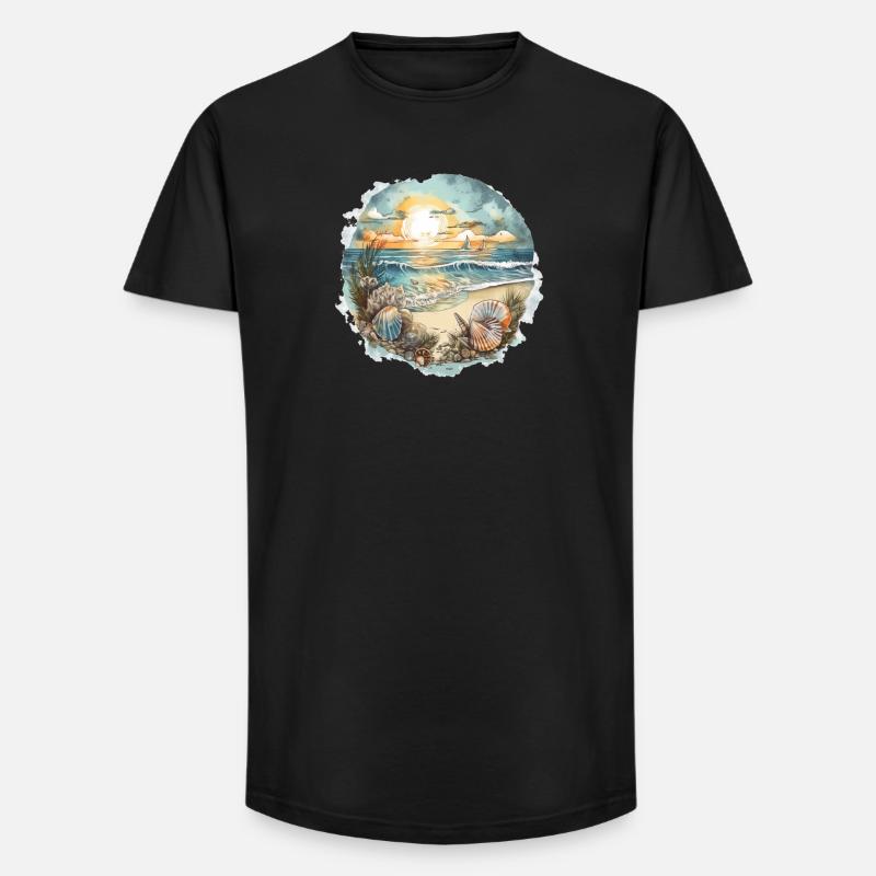 Strandtraum - Long Fit Männer T-Shirt - Schwarz