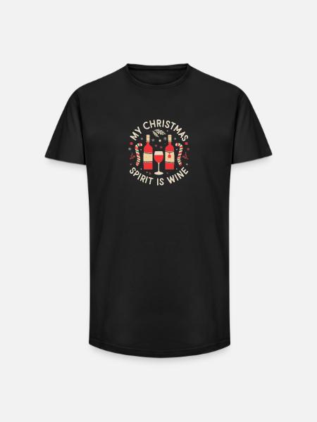 My Christmas Spirit is Wine - Long Fit Men's T-Shirt - black