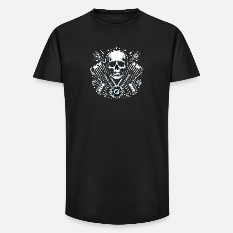 Biker Skull Design 2 - Long Fit Männer T-Shirt - Schwarz