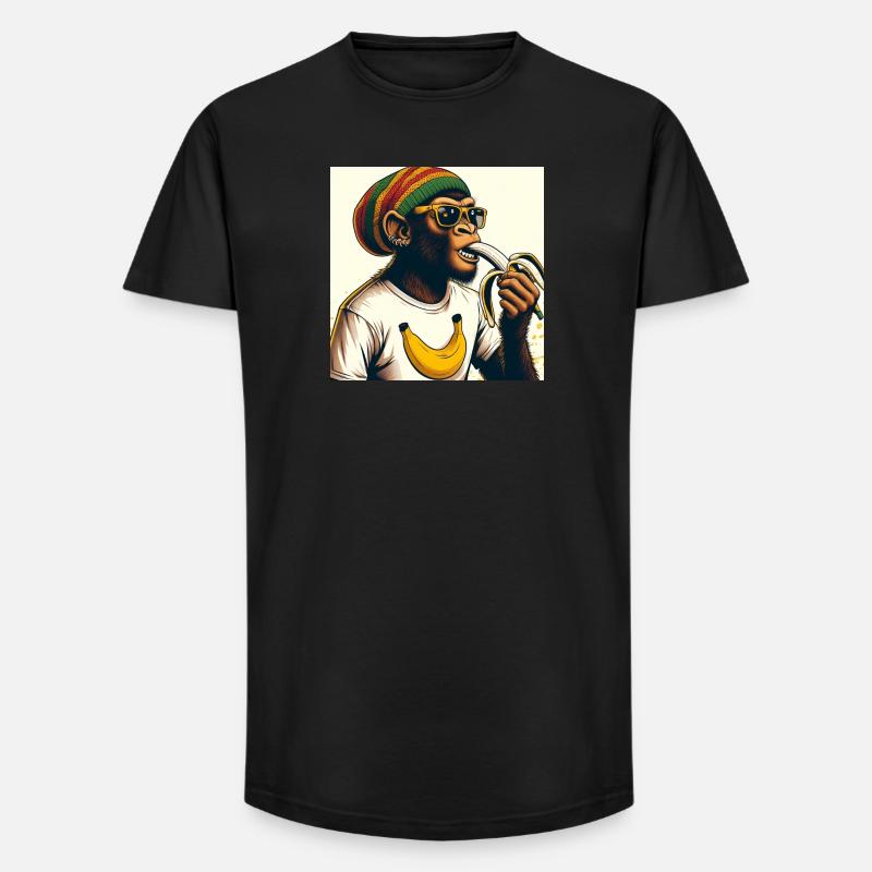 Cool monkey eats banana - Long Fit Men's T-Shirt - black