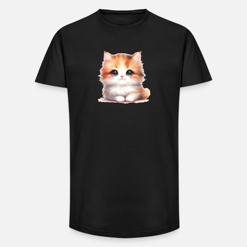 Süße Katze - Long Fit Männer T-Shirt - Schwarz