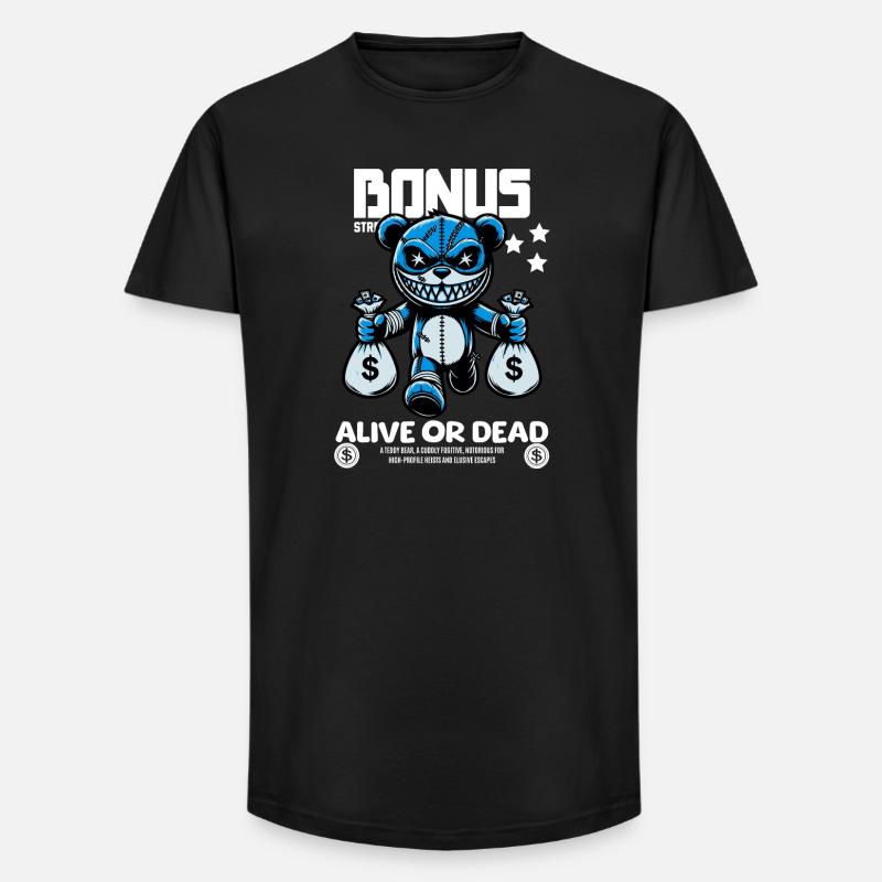 Bonus Bär – Gesucht: Lebendig oder Tot - Long Fit Männer T-Shirt - Schwarz