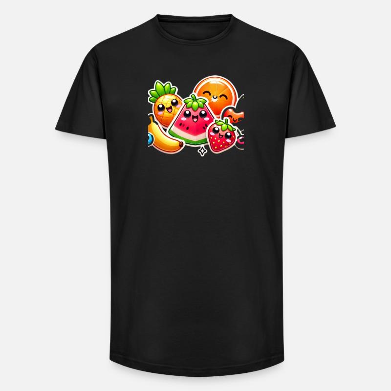 Farbenfroher Obstparty-Stil - Long Fit Männer T-Shirt - Schwarz