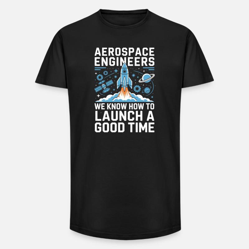 Aerospace Engineer Rocket Launch Humor - Long Fit Men's T-Shirt - black