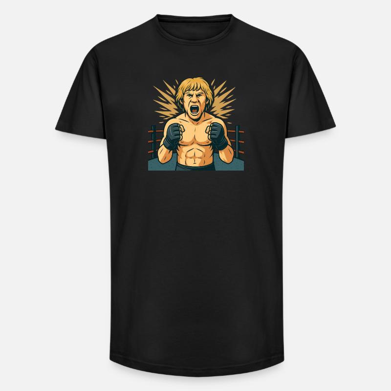 Kämpferischer Boxheld Comicstil - Long Fit Männer T-Shirt - Schwarz