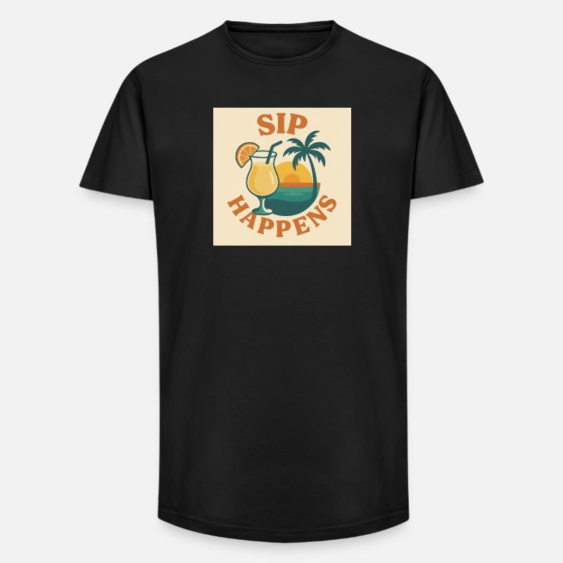 Sip Happens - Long Fit Männer T-Shirt - Schwarz