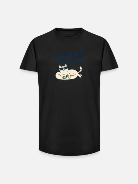 Motivational Cat Illustration with Humor - Long Fit Men's T-Shirt - black