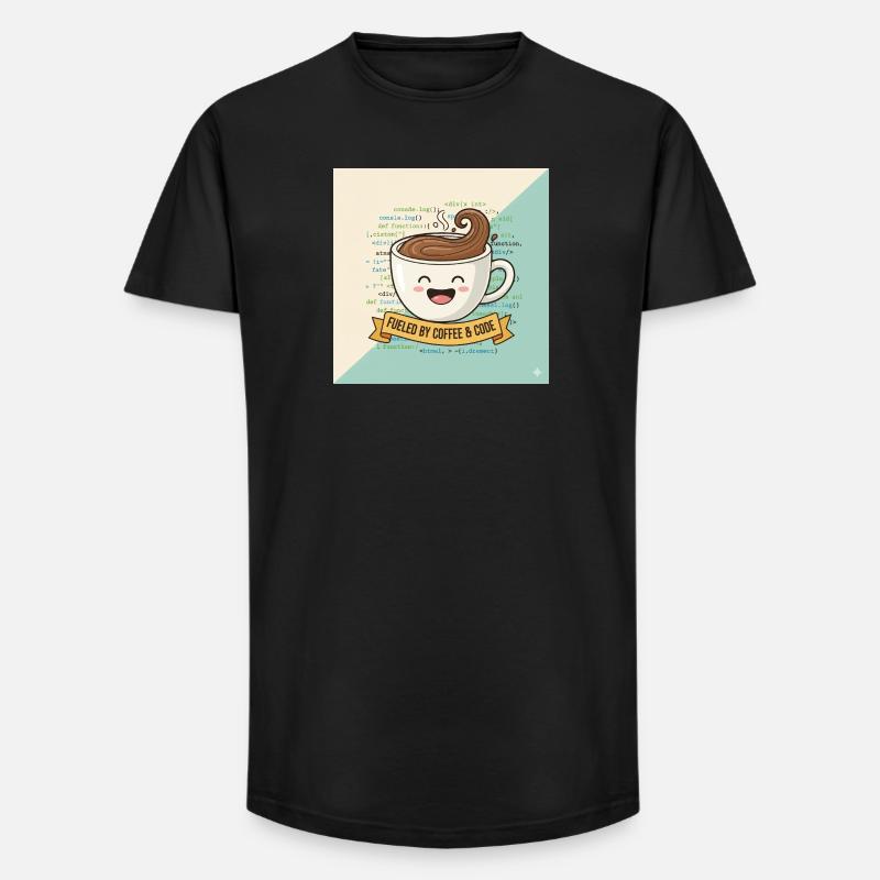 Happy Coffee Mug and Code - Long Fit Men's T-Shirt - black