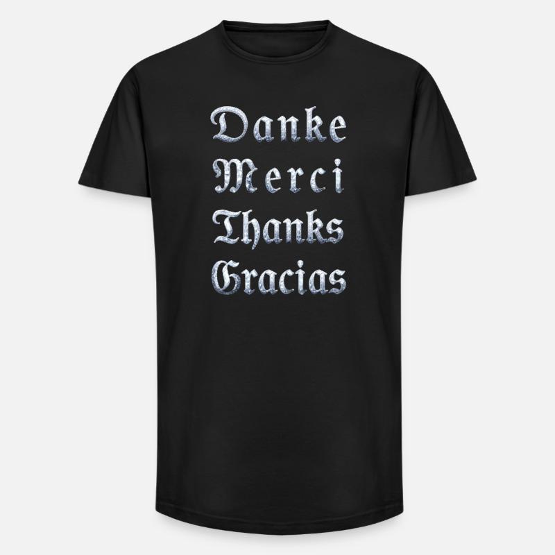 Multilinguale Dankesbotschaft Eiskristall - Long Fit Männer T-Shirt - Schwarz