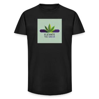 Elevate The Green Feuille de Cannabis - T-shirt coupe longue homme - noir - Devant - AI Model Male 185 light (185cm)