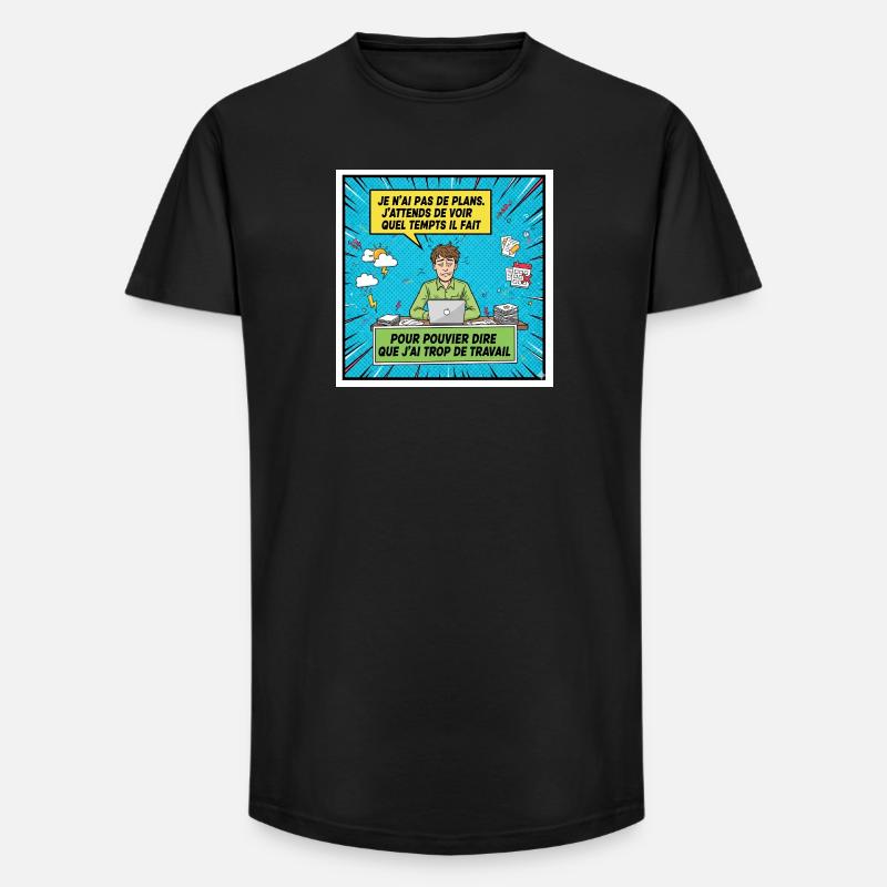 Procrastination and overwork BD - Long Fit Men's T-Shirt - black