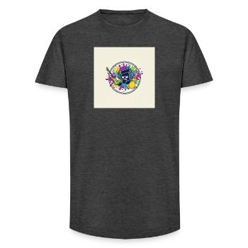 Colorful Cartoon Music Logo - Long Fit Men's T-Shirt - charcoal grey - Front - AI Model Male 185 light (185cm)