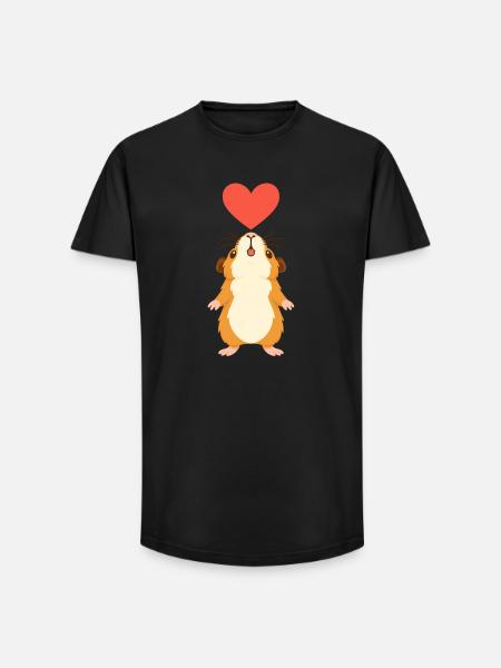 Guinea pig with heart - Long Fit Men's T-Shirt - black