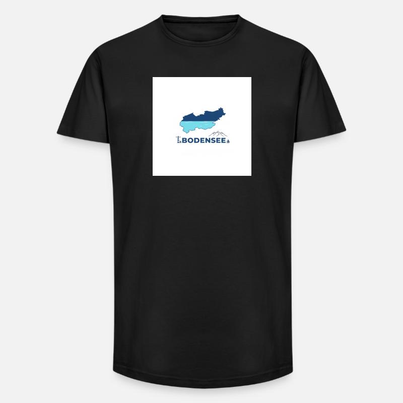 Bodensee Landschaftslogo Seeufer - Long Fit Männer T-Shirt - Schwarz