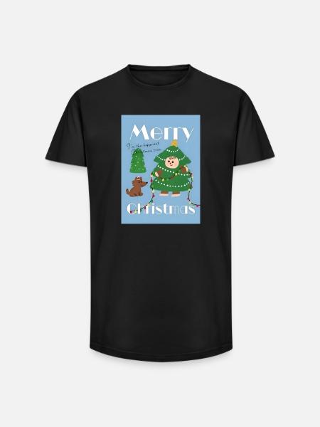 Cute Christmas Tree Illustration - Long Fit Men's T-Shirt - black