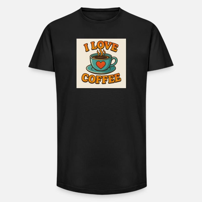 Kaffee-Liebesbecher - Long Fit Männer T-Shirt - Schwarz