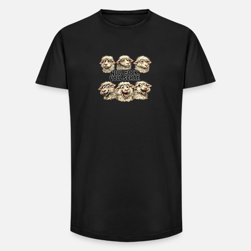 Schaf-Quintett: Null Bock Voll Schaf - Long Fit Männer T-Shirt - Schwarz