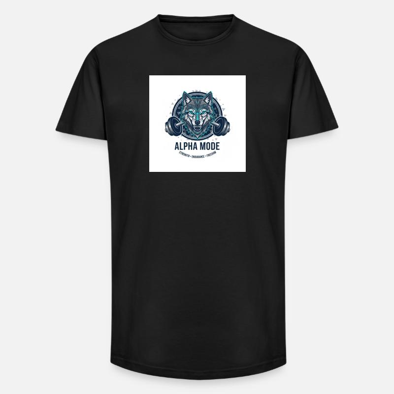 ALPHA_MODE_WOLF - Long Fit Männer T-Shirt - Schwarz