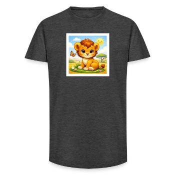 Sunny the Little Lion - Long Fit Men's T-Shirt - charcoal grey - Front - AI Model Male 185 light (185cm)