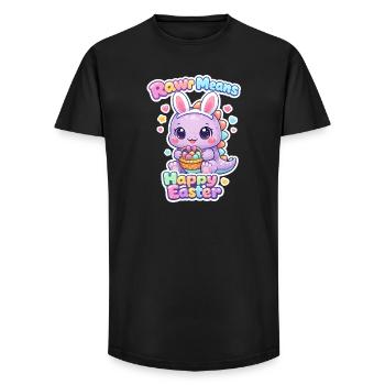 Jardin de Pâques Rawr Dino Bunny Printemps-Été - T-shirt coupe longue homme - noir - Devant - AI Model Male 185 light (185cm)