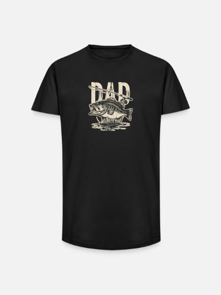 Illustration vintage de poisson bar - T-shirt coupe longue homme - noir
