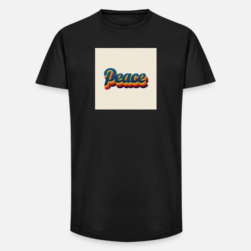 70er Peace Design - Long Fit Männer T-Shirt - Schwarz