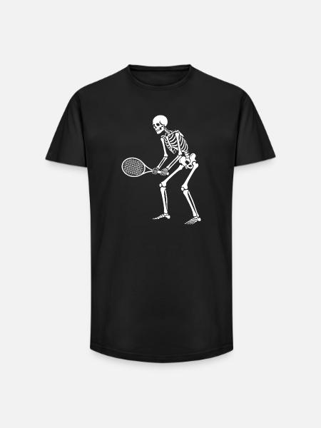 Skeleton plays tennis  - Long Fit Men's T-Shirt - black