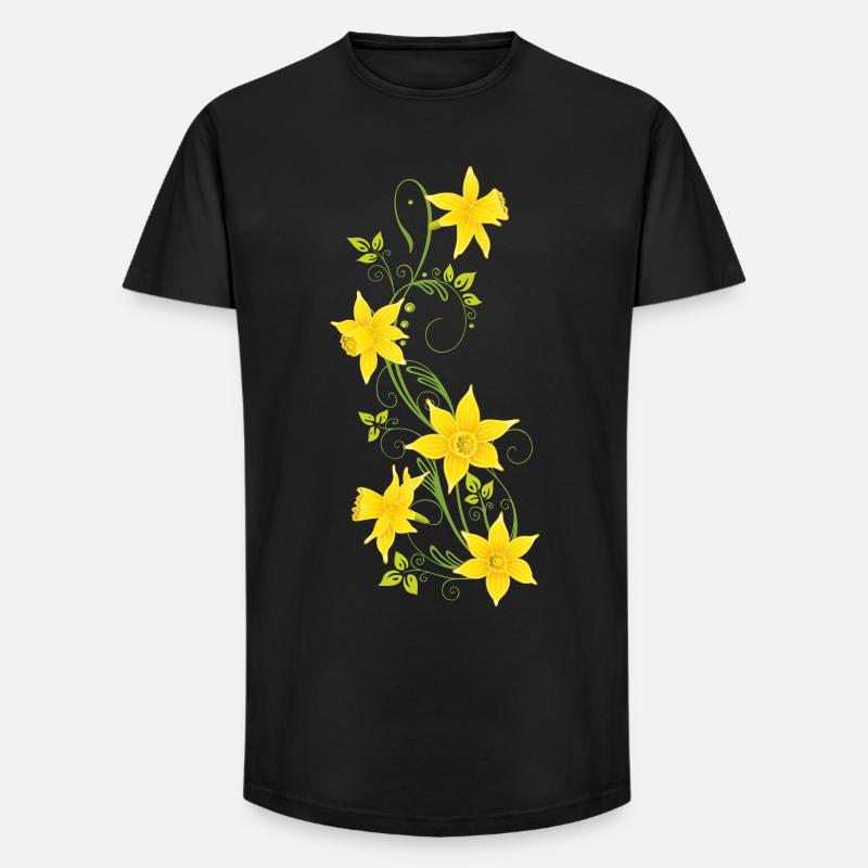 Easter, daffodils, daffodils, spring - Long Fit Men's T-Shirt - black