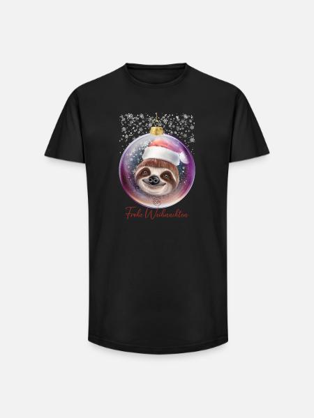 Frohe Weihnachten Weihnachtsoutfit Faultier - Long Fit Männer T-Shirt - Schwarz