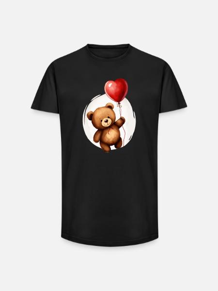 Bear with balloon - Long Fit Men's T-Shirt - black