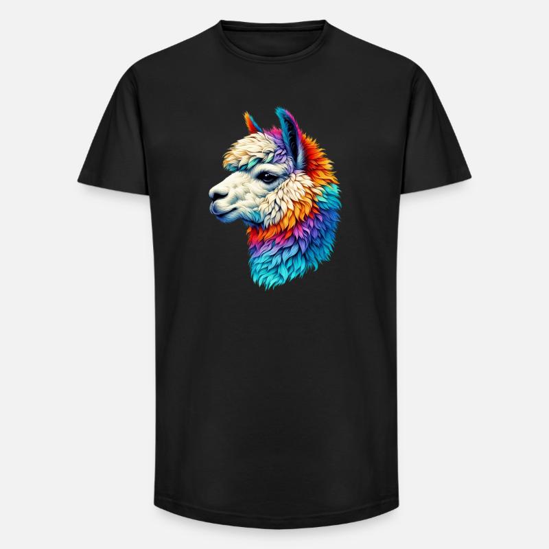 Alpaka - Long Fit Männer T-Shirt - Schwarz