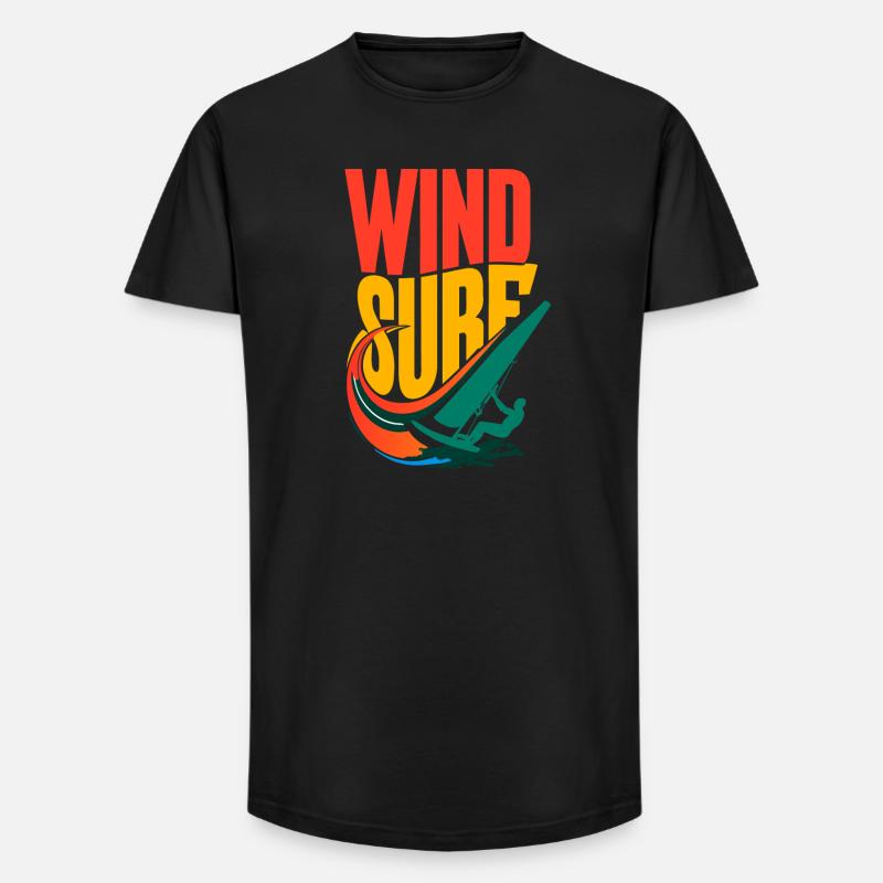 Lebendiges Pop-Art-Windsurf-Design - Long Fit Männer T-Shirt - Schwarz
