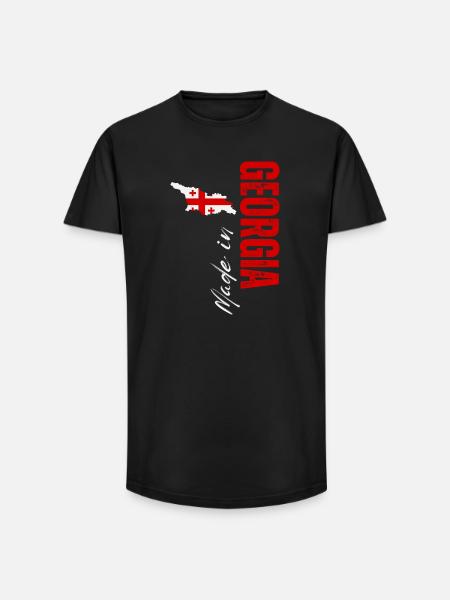 Made in Georgia, vertical design - Long Fit Men's T-Shirt - black