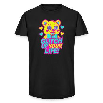 Glitch Up your Life! Motiv 2 - Long Fit Männer T-Shirt - Schwarz - Vorne - AI Model Male 185 light (185cm)