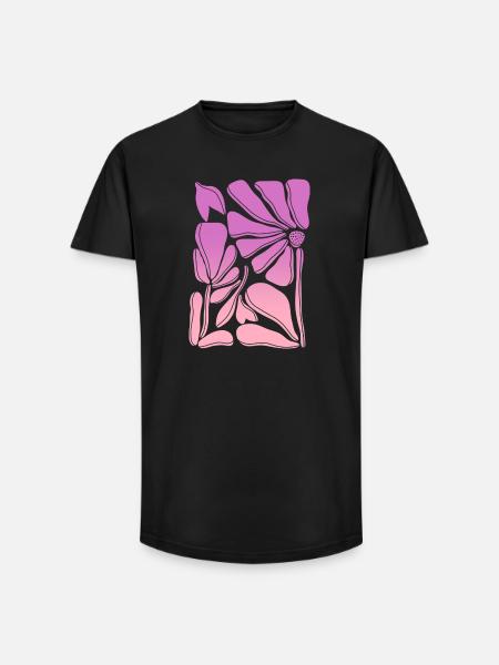 Flower power pink gradient - Long Fit Men's T-Shirt - black
